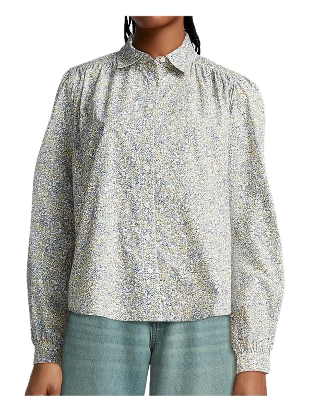 Twik cotton puff-sleeve shirt, floral